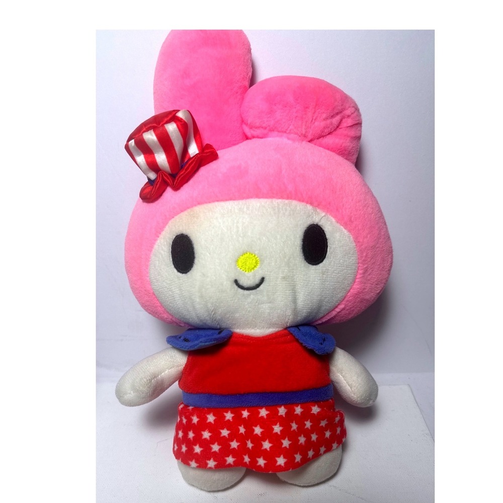 Sanrio My Melody Plush Toy Kids 11in Pink Excellent Patriotic 4th of July Stars